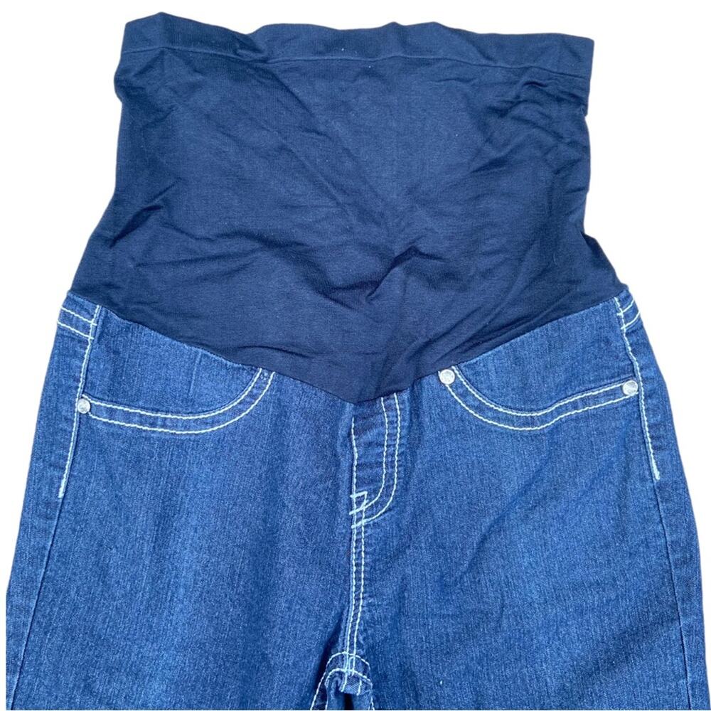 Bella Vida Maternity Over The Belly Thick Stitch Bling Stretch Capri Size Small - Picture 2 of 9